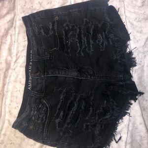 American Eagle Black ripped jean shorts